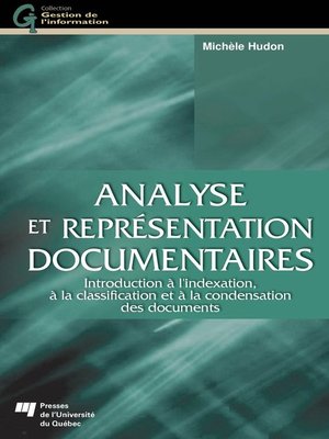 cover image of Analyse et représentation documentaires